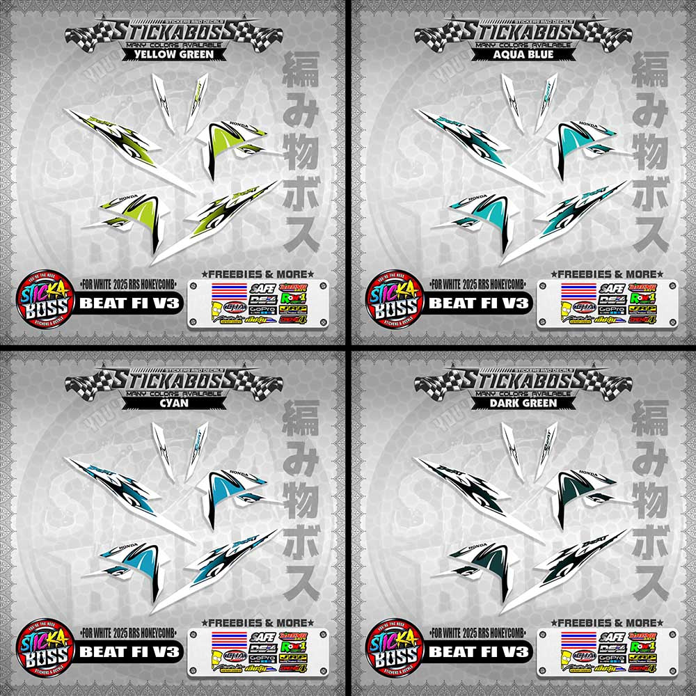 BEAT FI V3 INDO STICKER DECALS ( FOR WHITE  2025 RRS HONEYCOMB )【WITH FREEBIES】