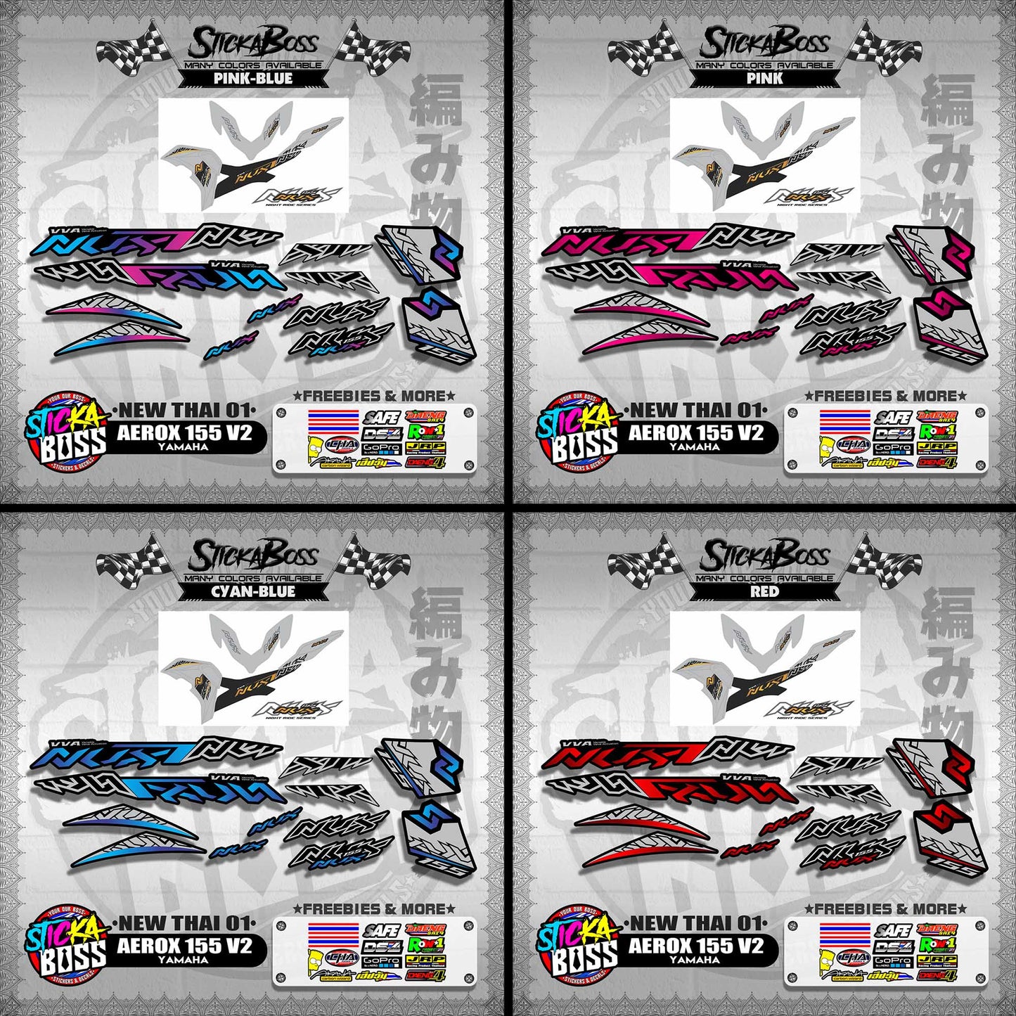 AEROX 155 V2 DECALS ( NEW THAI 01 )【WITH FREEBIES】