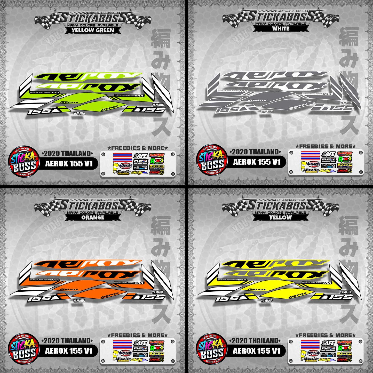 AEROX 155 V1 STOCK DECALS  ( 2020 THAILAND )【WITH FREEBIES】
