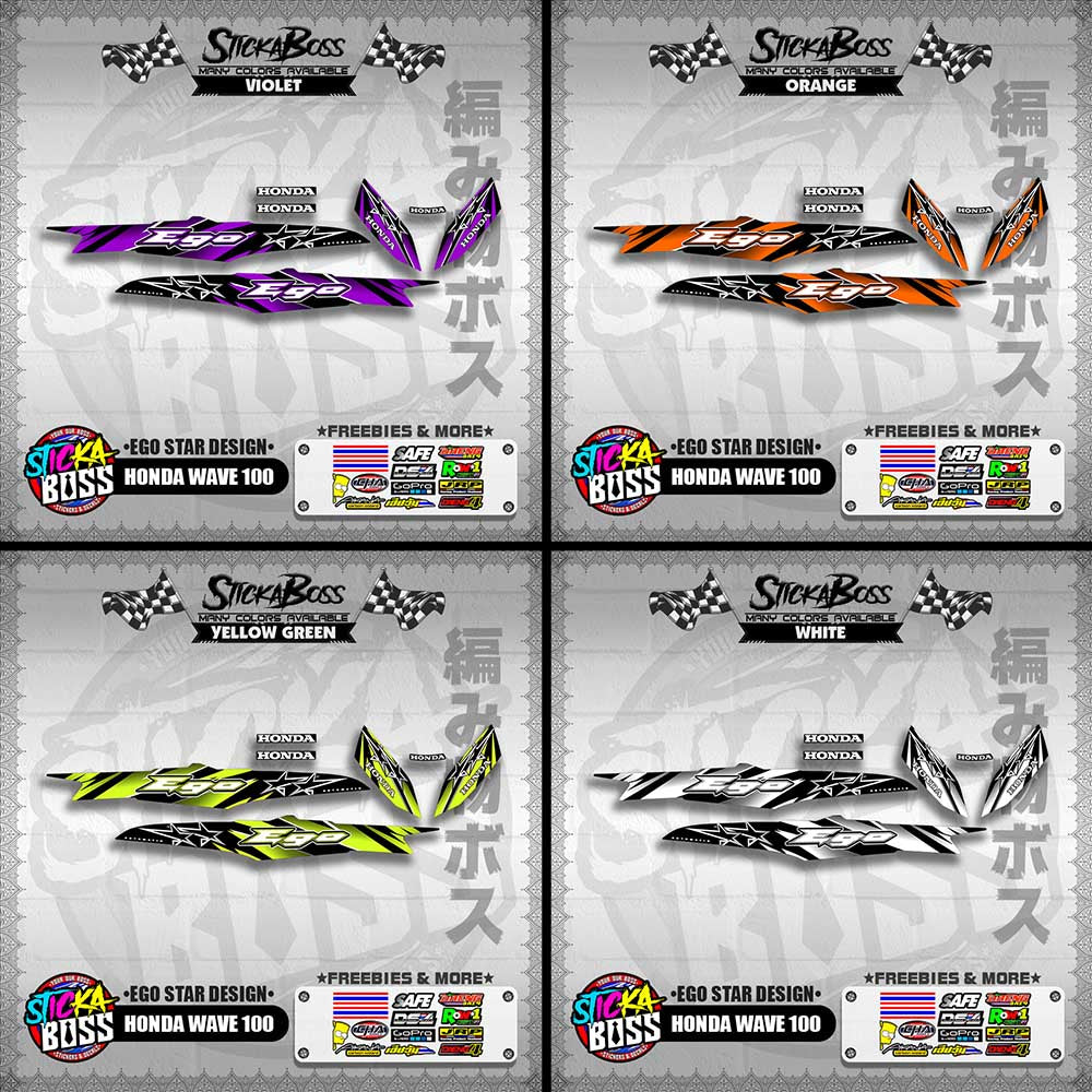 HONDA WAVE 100 DECALS ( EGO STAR DESIGN )【WITH FREEBIES】