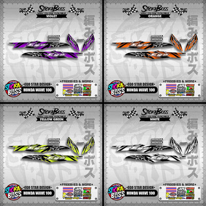 HONDA WAVE 100 DECALS ( EGO STAR DESIGN )【WITH FREEBIES】