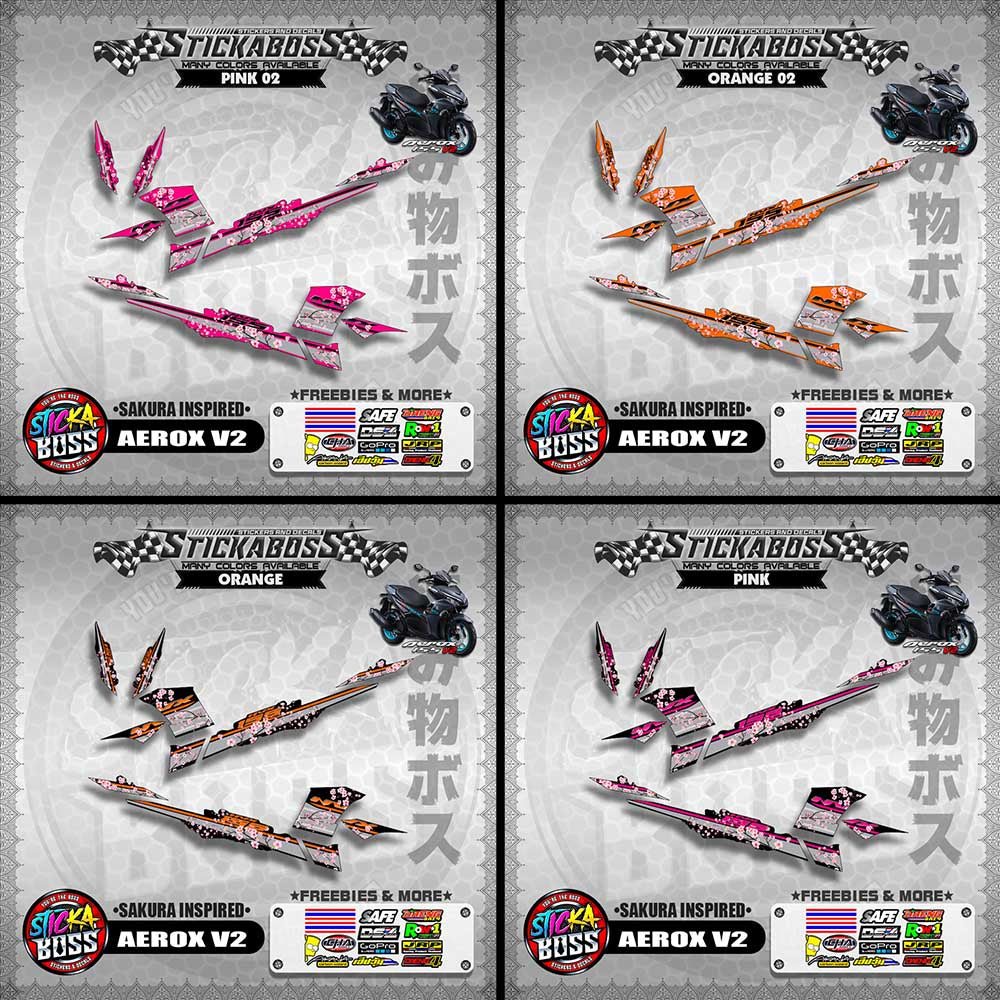 AEROX V2 STICKER DECALS ( SAKURA INSPIRED )【WITH FREEBIES】