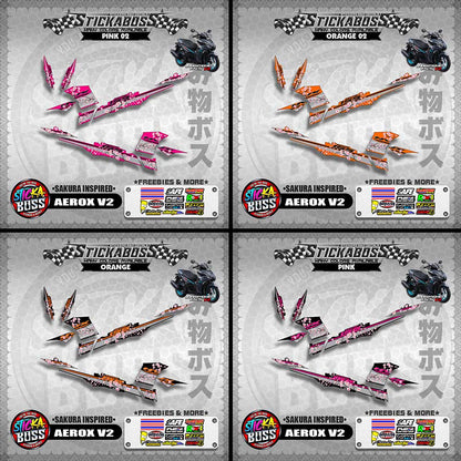 AEROX V2 STICKER DECALS ( SAKURA INSPIRED )【WITH FREEBIES】