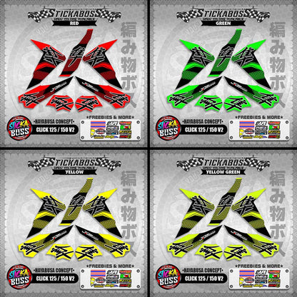CLICK 125 / 150 V2 STICKER DECALS ( HAYABUSA CONCEPT )【WITH FREEBIES】