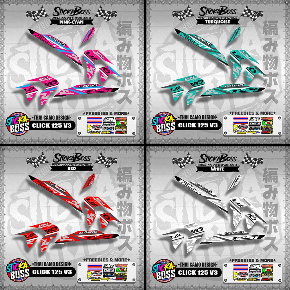 CLICK 125i V3 DECALS ( THAI CAMO DESIGN )【WITH FREEBIES】