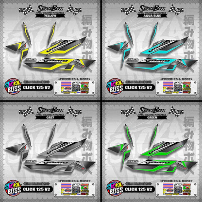 CLICK 125 V2 DECALS ( TERBARU SUDAH HONEYCOMB )【WITH FREEBIES】