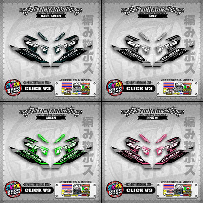 CLICK V3 STICKER DECALS ( 2025 DISTORTION LINE STAR  )【WITH FREEBIES】