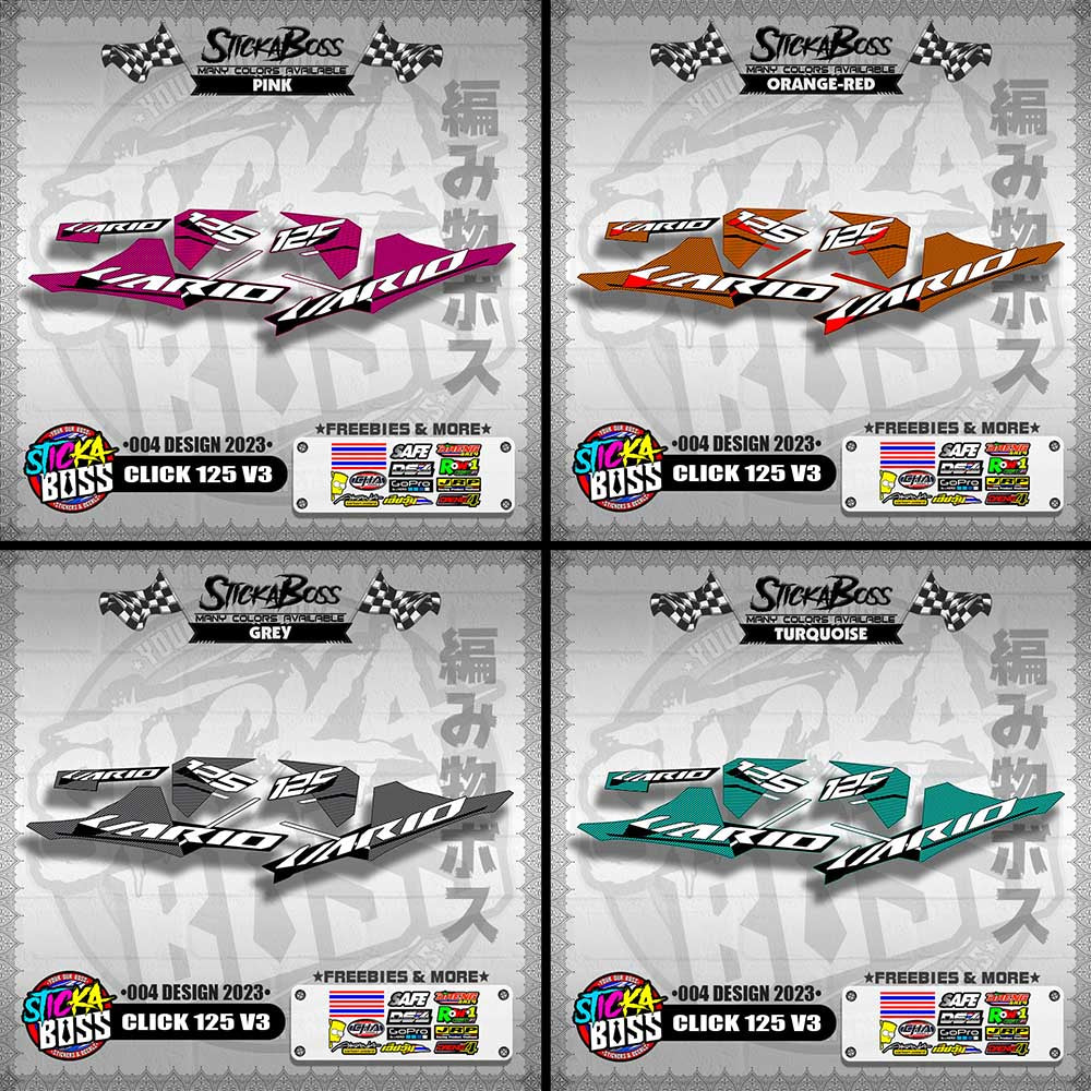 CLICK 125 V3 STOCK DECALS ( 004 DESIGN 2023 ) VARIO【WITH FREEBIES】