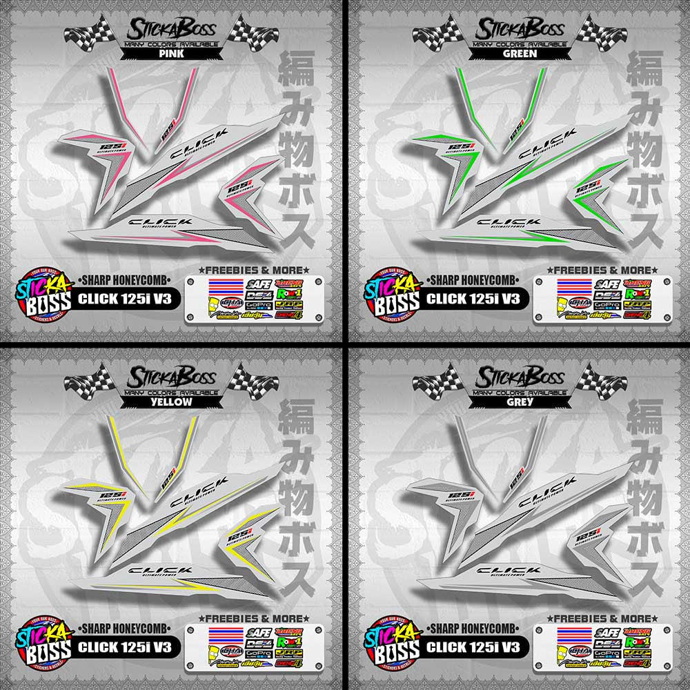 CLICK 125i V3 DECALS ( SHARP HONEYCOMB )【WITH FREEBIES】