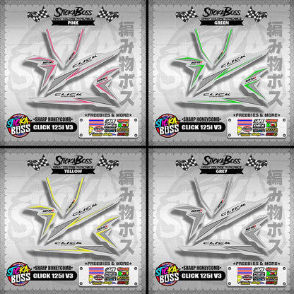 CLICK 125i V3 DECALS ( SHARP HONEYCOMB )【WITH FREEBIES】