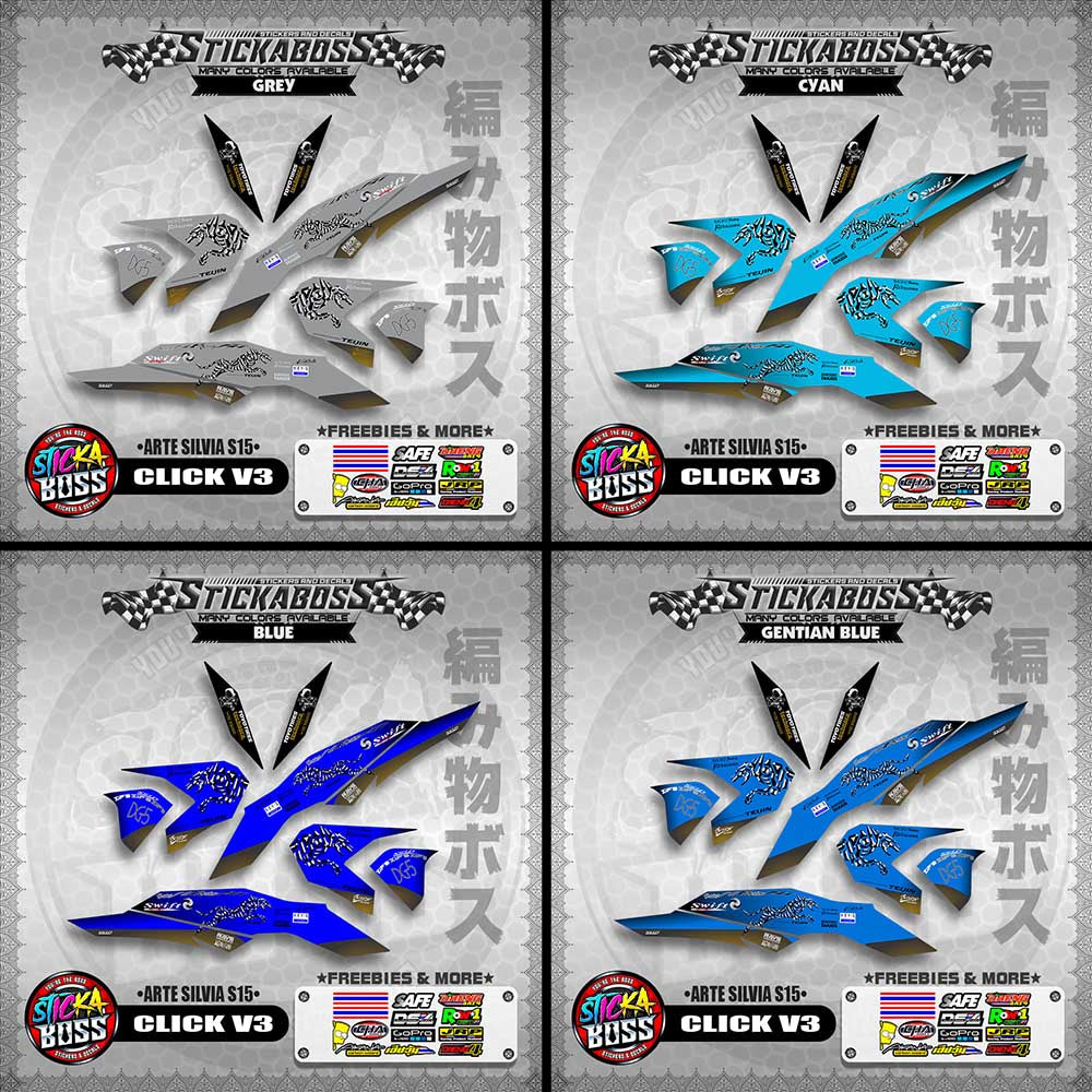 CLICK V3 STICKER DECALS ( ARTE SILVIA S15 )【WITH FREEBIES】