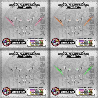 【PREMIUM UV PRINT】TRANSPARENT SNIPER 150 STICKER DECALS ( Y15ZR FLAME TITANIUM )【WITH FREEBIES】