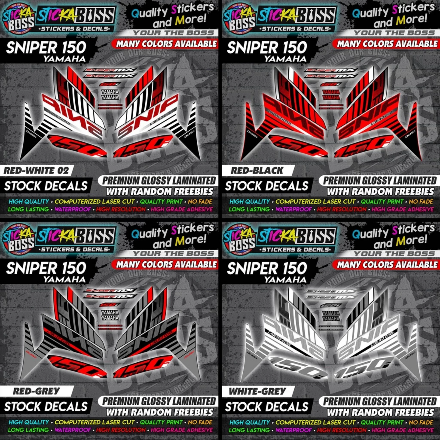 YAMAHA SNIPER 150 Stock Decals [ASSORTED COLORS] Sticker【PREMIUM GLOSSY LAMINATED】