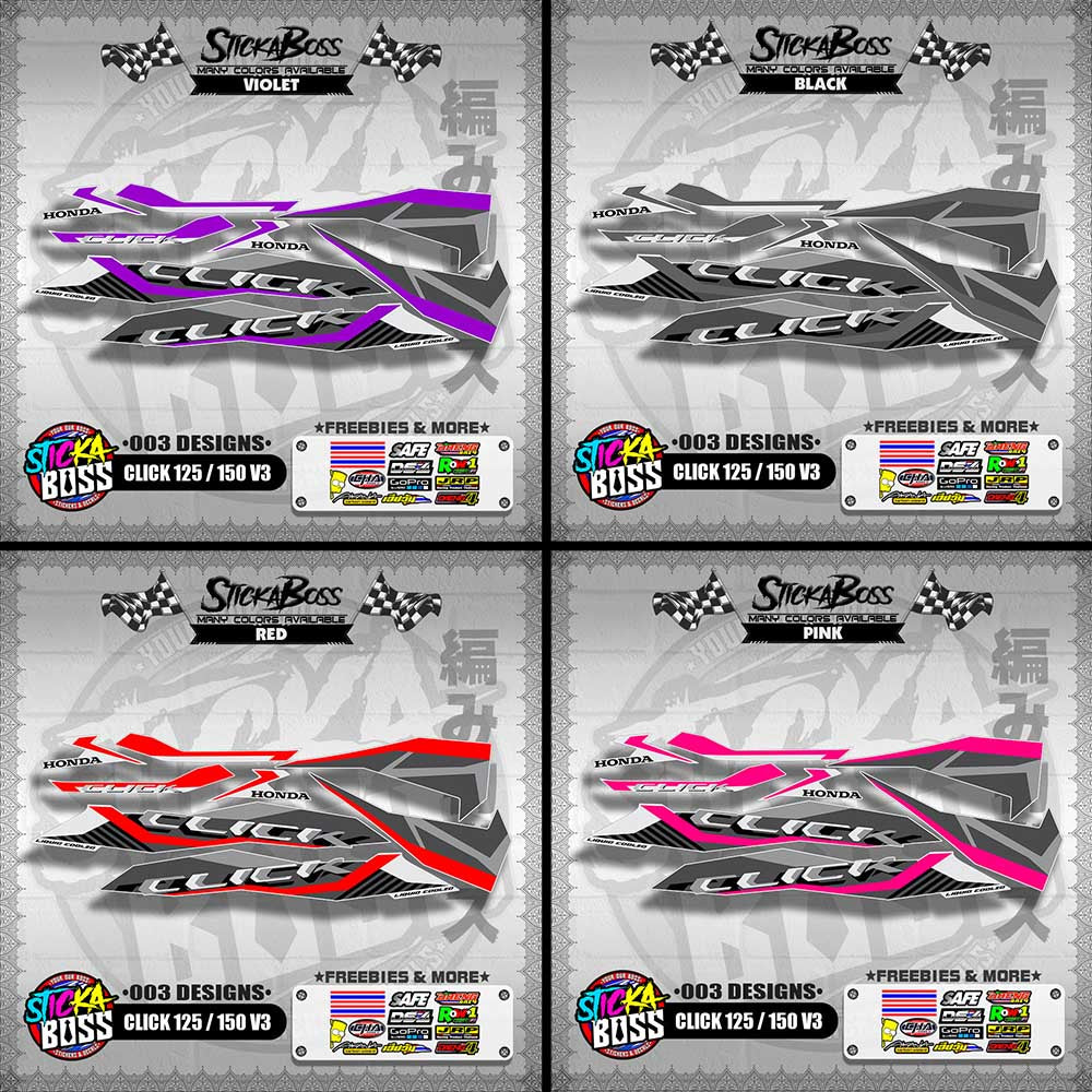 CLICK 125 / 150 V3 STOCK DECALS ( 003 DESIGNS )【WITH FREEBIES】