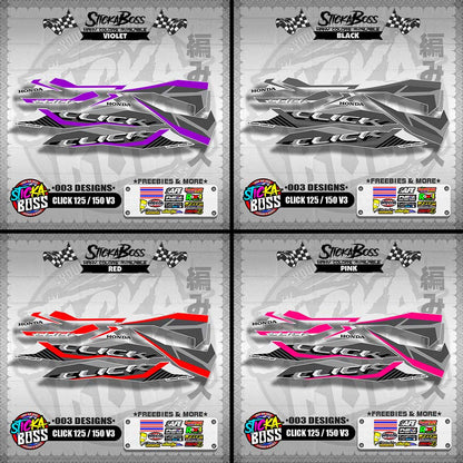CLICK 125 / 150 V3 STOCK DECALS ( 003 DESIGNS )【WITH FREEBIES】