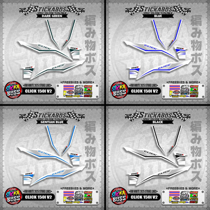 CLICK 150i V2 STICKER DECALS ( FOR WHITE 2025 STRIKE LINES )【WITH FREEBIES】