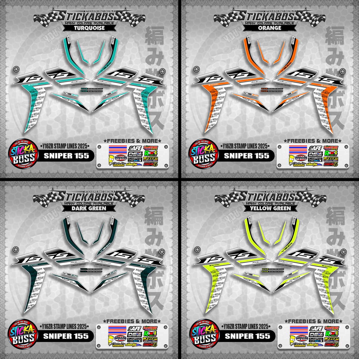 SNIPER 155 STICKER DECALS ( Y16ZR STAMP LINES 2025 )【WITH FREEBIES】