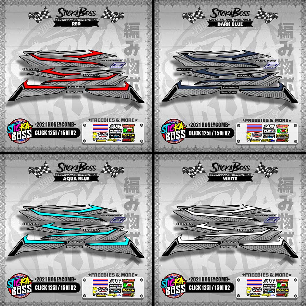 CLICK 125i / 150i V2 DECALS ( 2021 HONEYCOMB )【WITH FREEBIES】