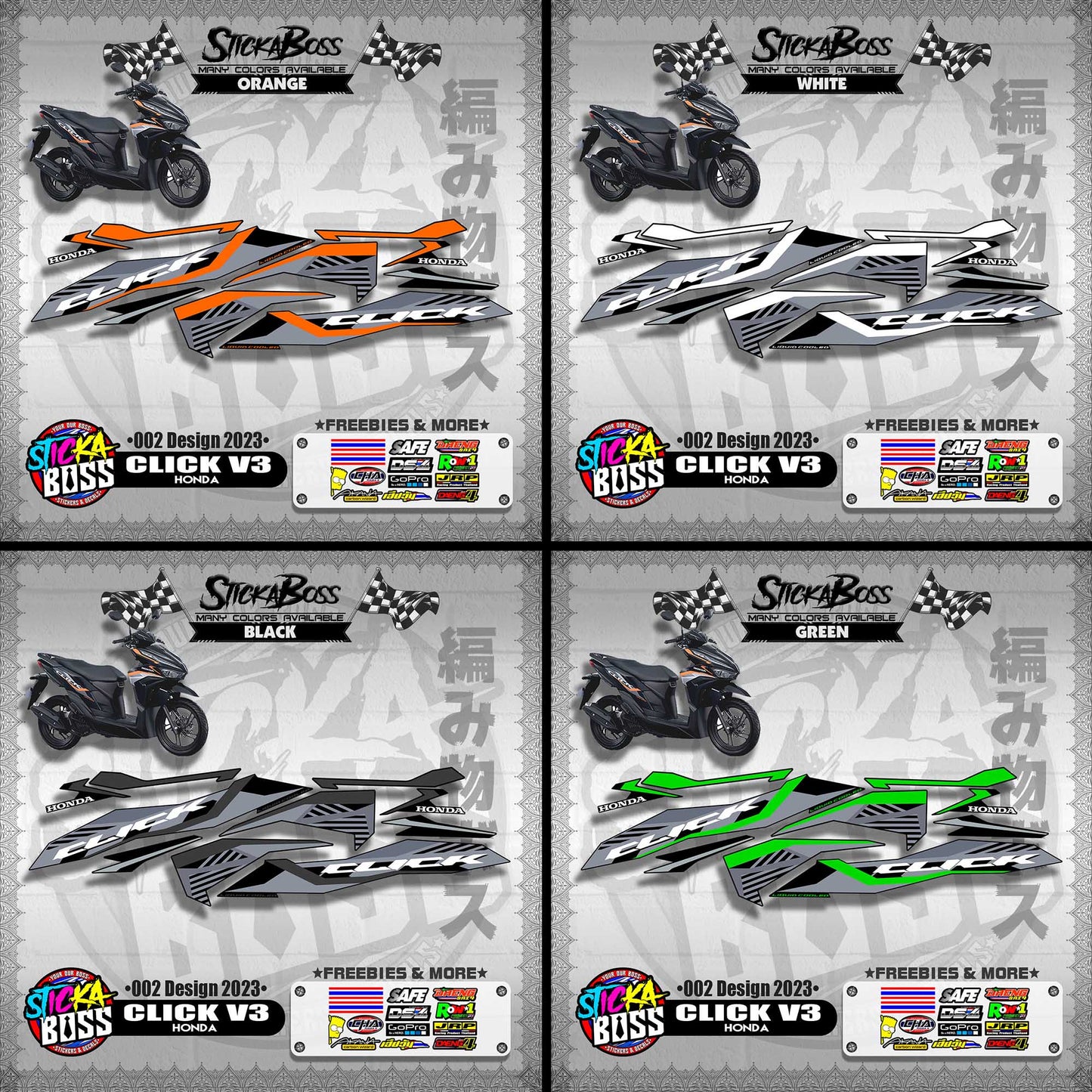 CLICK 125 / 150 V3 DECALS ( 002 DESIGN 2023 )【WITH FREEBIES】