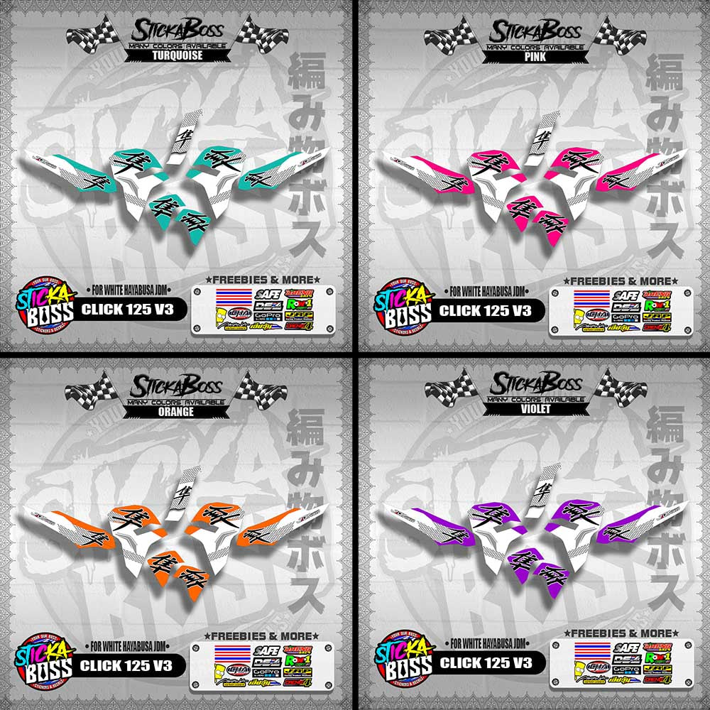 CLICK 125 V3 DECALS ( FOR WHITE HAYABUSA JDM )【WITH FREEBIES】