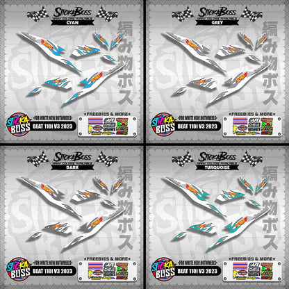 BEAT 110i V3 2023 DECALS ( FOR WHITE NEW HOTWHEELS )【WITH FREEBIES】