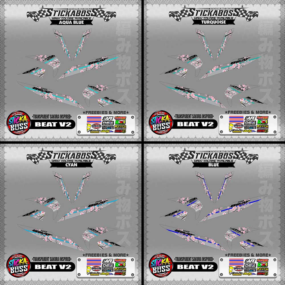 【PREMIUM UV PRINT】TRANSPARENT BEAT FI V2 STICKER DECALS ( SAKURA INSPIRED )【WITH FREEBIES】