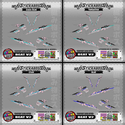 【PREMIUM UV PRINT】TRANSPARENT BEAT FI V2 STICKER DECALS ( SAKURA INSPIRED )【WITH FREEBIES】