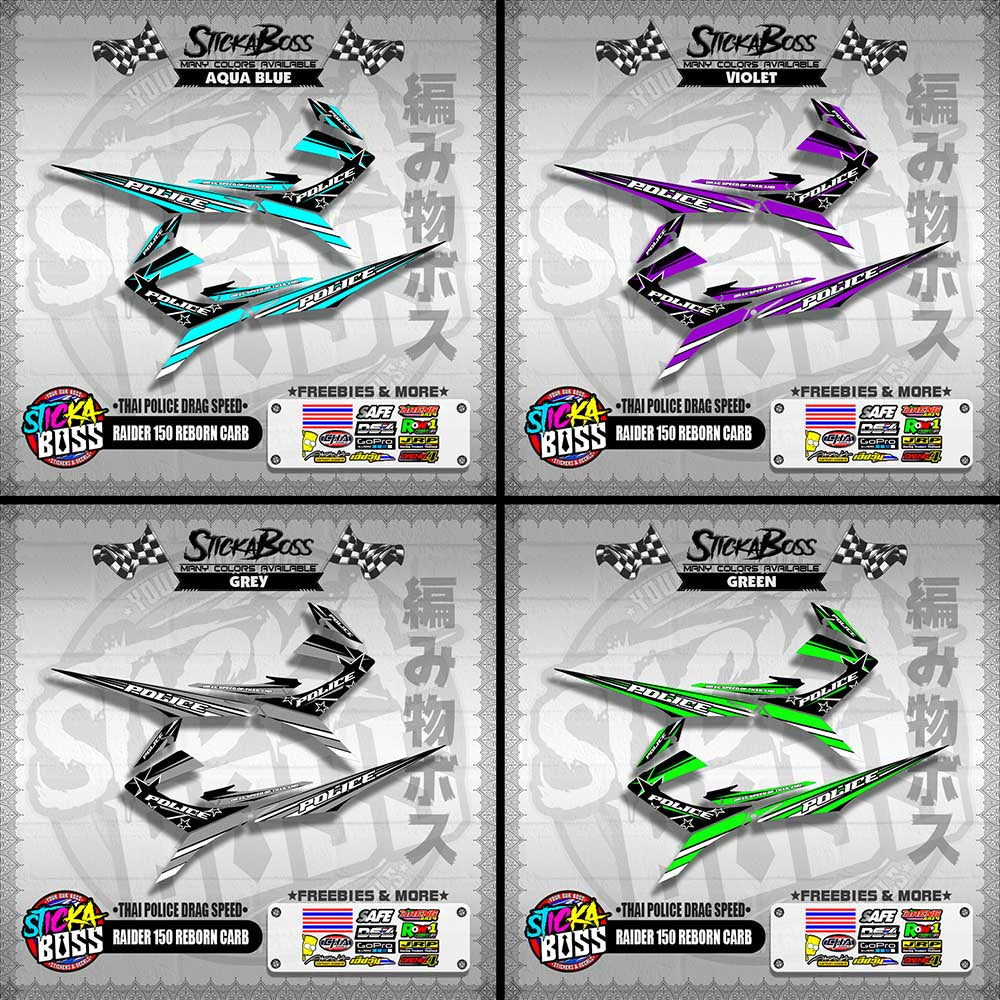 RAIDER 150 REBORN CARB DECALS ( THAI POLICE DRAG SPEED )【WITH FREEBIES】