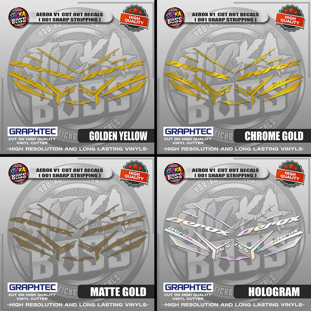 AEROX V1 CUT OUT DECALS ( 001 SHARP STRIPPING ) | VINYL WATERPROOF CUT-OUT STICKER DECALS