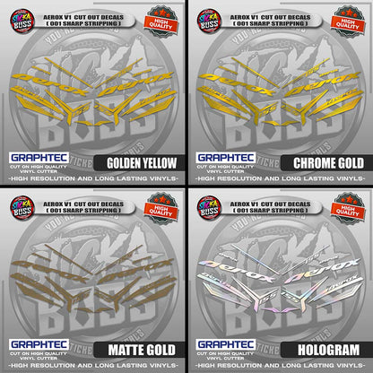 AEROX V1 CUT OUT DECALS ( 001 SHARP STRIPPING ) | VINYL WATERPROOF CUT-OUT STICKER DECALS