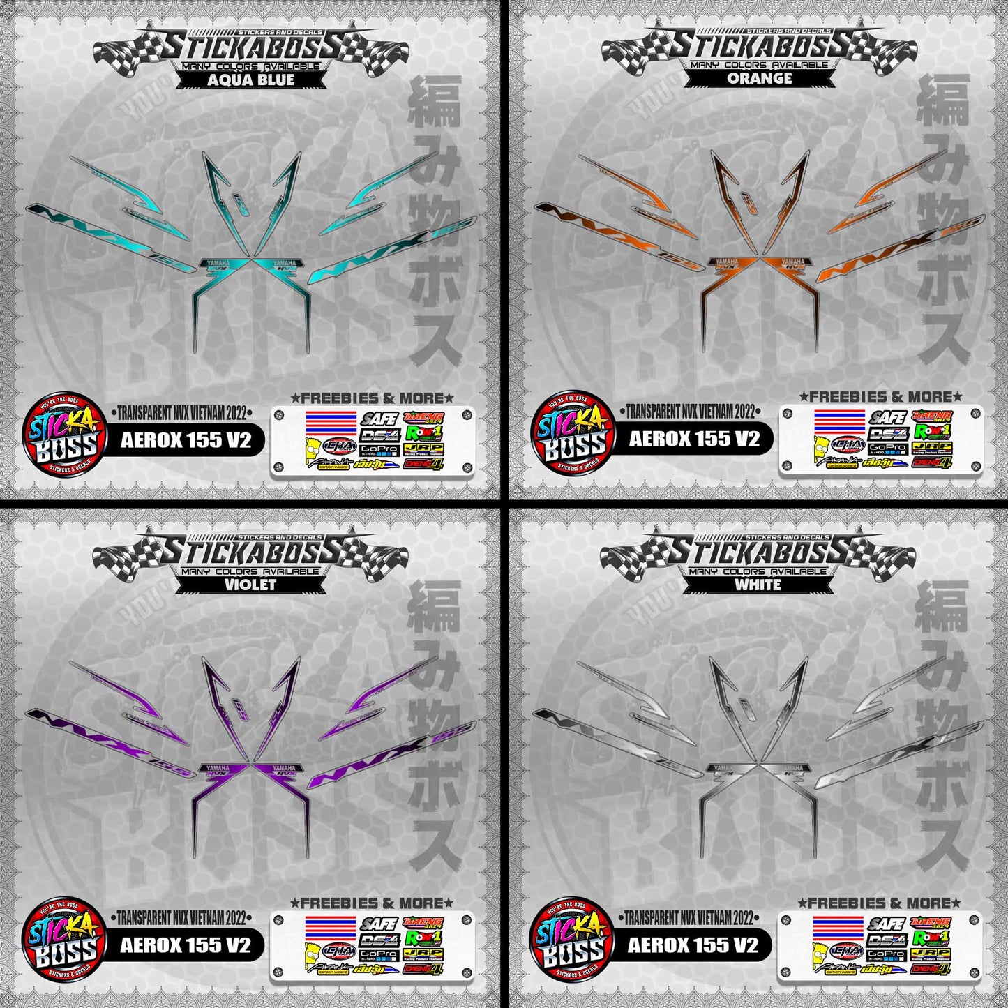 【PREMIUM UV PRINT】TRANSPARENT AEROX 155 V2 ( NVX VIETNAM 2022 DECALS )【WITH FREEBIES】