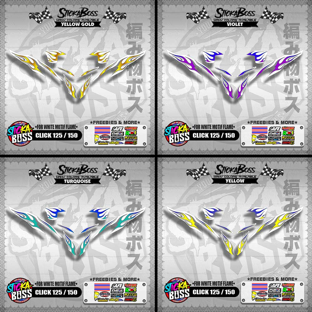 CLICK 125 / 150 V2 DECALS ( FOR WHITE MOTIF FLAME )【WITH FREEBIES】