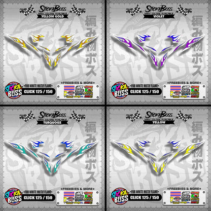 CLICK 125 / 150 V2 DECALS ( FOR WHITE MOTIF FLAME )【WITH FREEBIES】