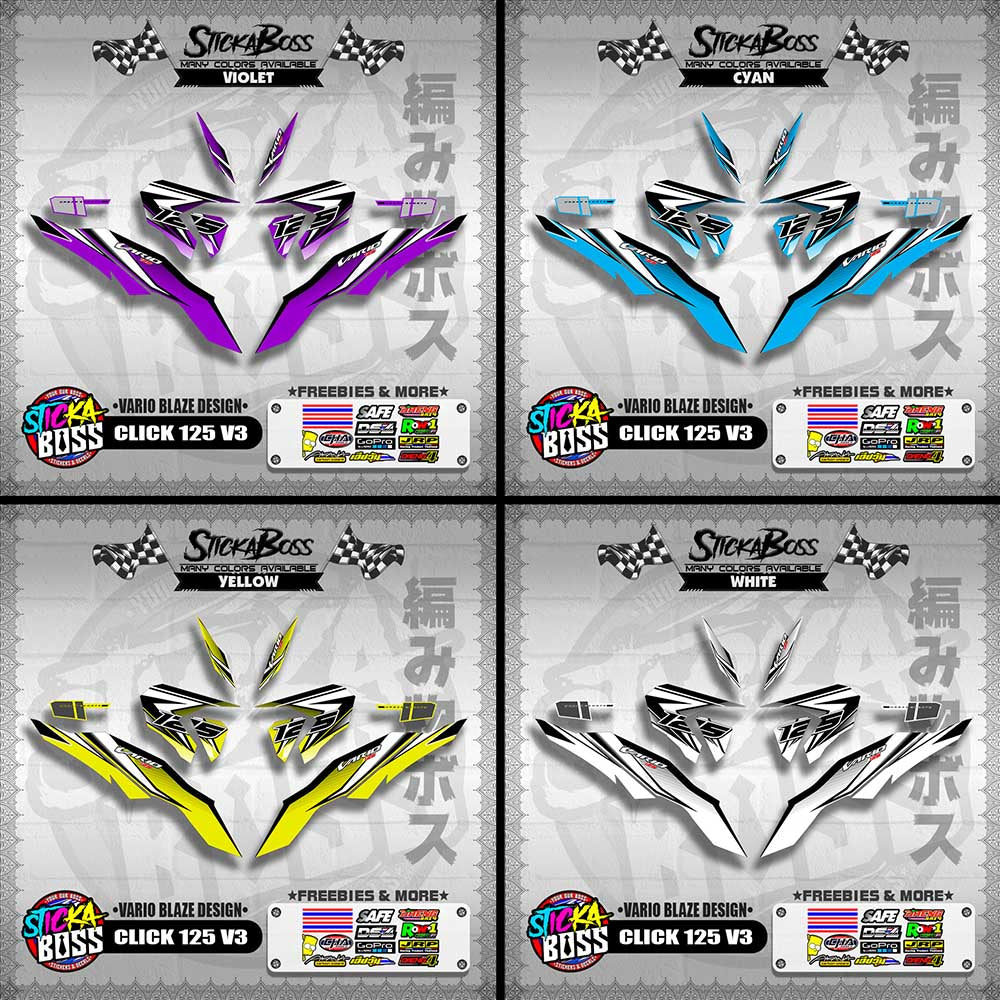 CLICK 125 V3 DECALS ( VARIO BLAZE DESIGN )【WITH FREEBIES】
