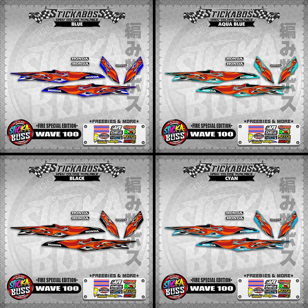 WAVE 100 STICKER DECALS ( FIRE SPECIAL EDITION )【WITH FREEBIES】