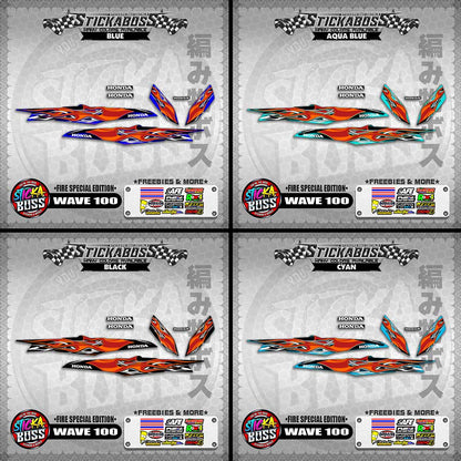 WAVE 100 STICKER DECALS ( FIRE SPECIAL EDITION )【WITH FREEBIES】