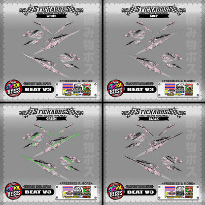 【PREMIUM UV PRINT】TRANSPARENT BEAT FI V3 STICKER DECALS ( SAKURA INSPIRED )【WITH FREEBIES】