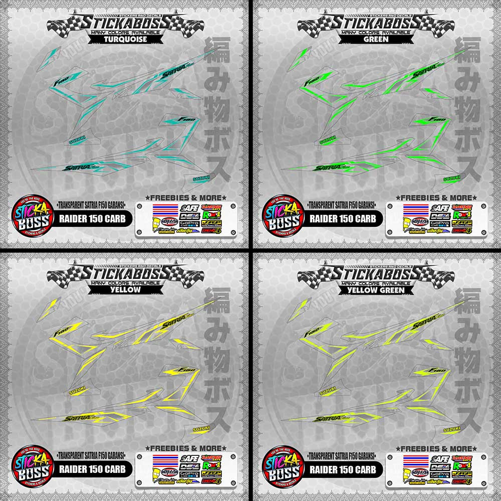 【PREMIUM UV PRINT】TRANSPARENT RAIDER 150 CARB DECALS ( SATRIA F150 GARANSI )【WITH FREEBIES】