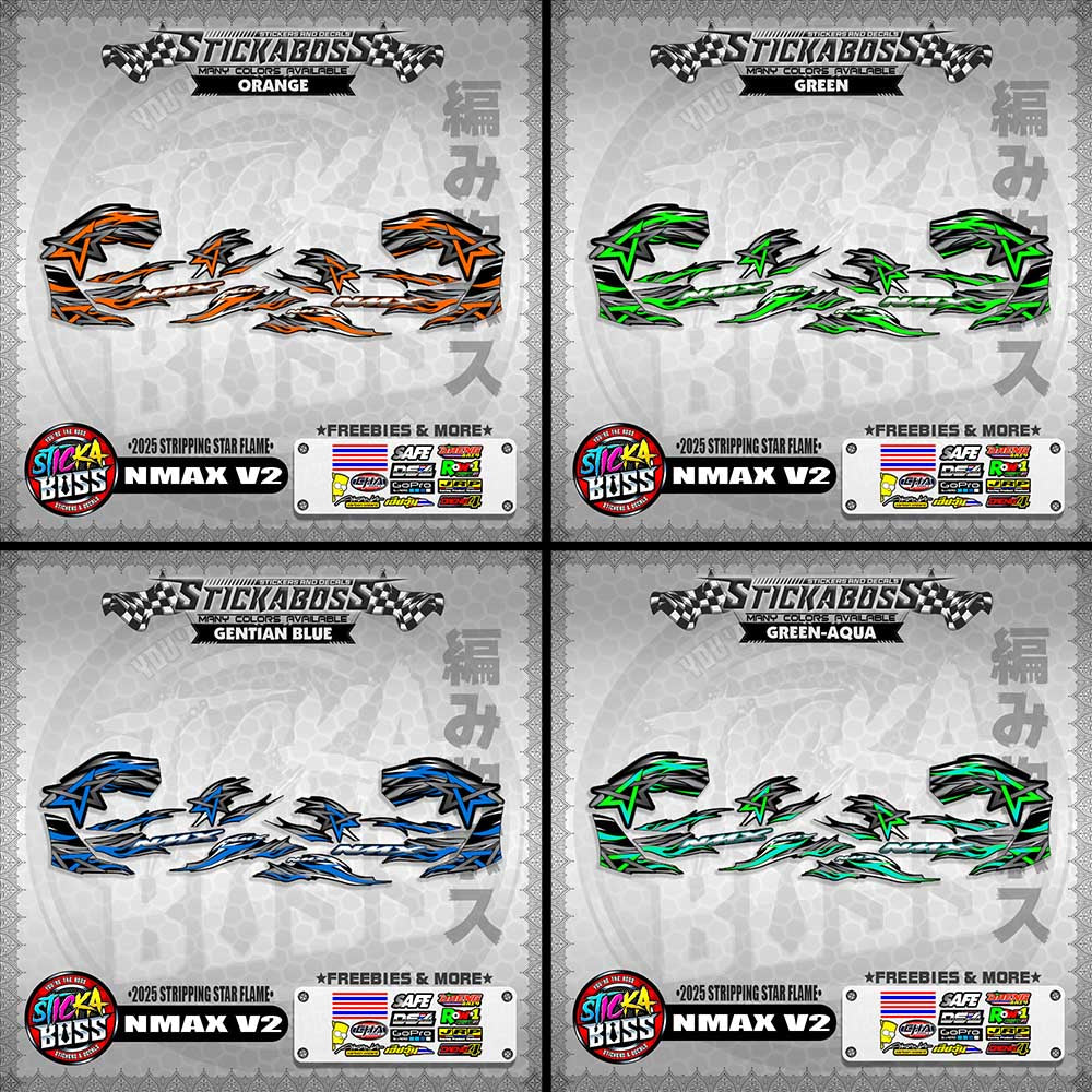 NMAX V2 STICKER DECALS ( 2025 STRIPPING STAR FLAME )【WITH FREEBIES】