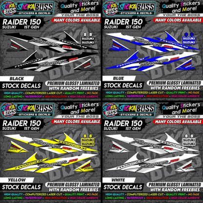 Suzuki Raider 150 1st Gen Decals (Stock Design) [ASSORTED COLORS]【PREMIUM GLOSSY LAMINATED】