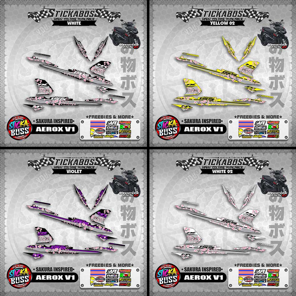 AEROX V1 STICKER DECALS ( SAKURA INSPIRED )【WITH FREEBIES】