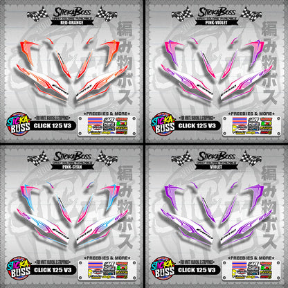 CLICK 125 V3 DECALS ( FOR WHITE VARICHA X STRIPPINGS )【WITH FREEBIES】