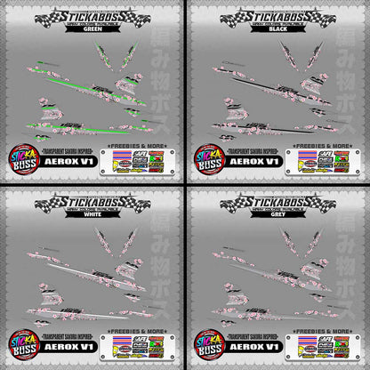 【PREMIUM UV PRINT】TRANSPARENT AEROX 155 V1 (  SAKURA INSPIRED )【WITH FREEBIES】