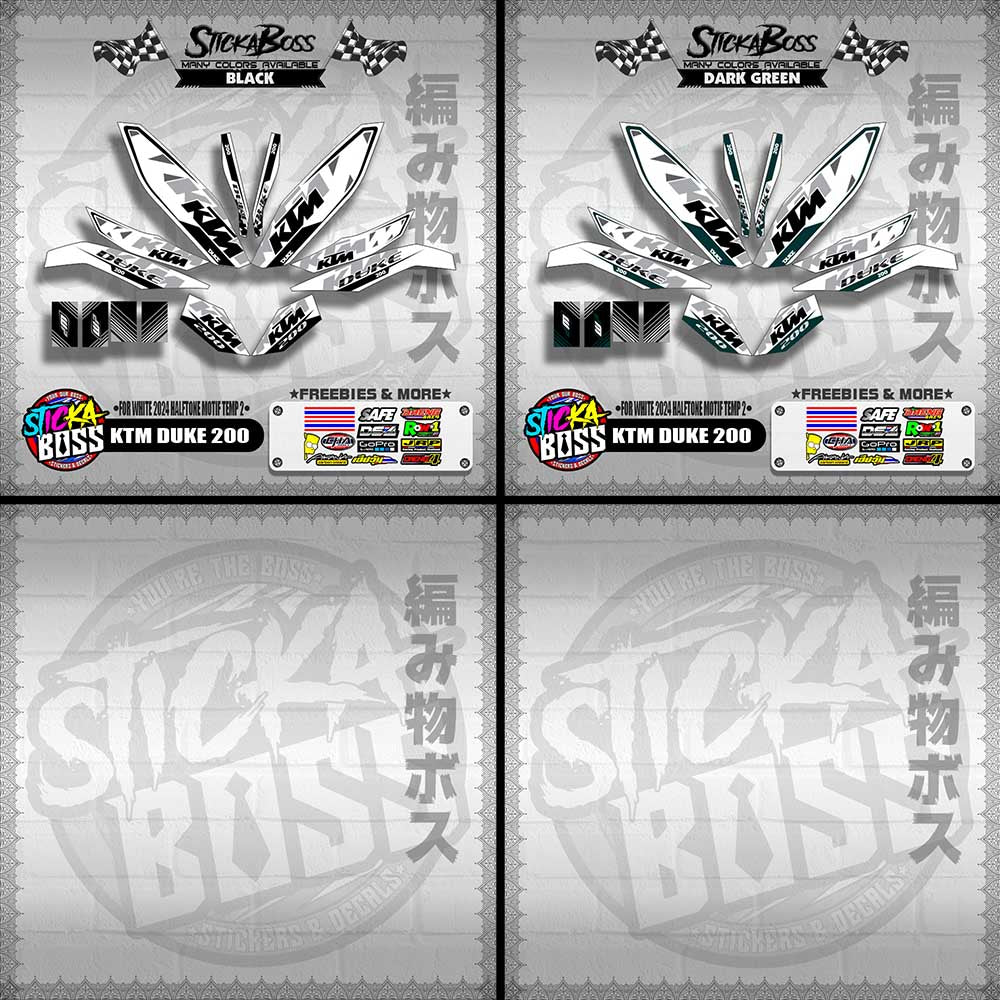 KTM DUKE 200 STICKER DECALS ( FOR WHITE 2024 HALFTONE MOTIF TEMP 2 )【WITH FREEBIES】