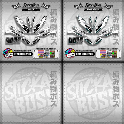 KTM DUKE 200 STICKER DECALS ( FOR WHITE 2024 HALFTONE MOTIF TEMP 2 )【WITH FREEBIES】