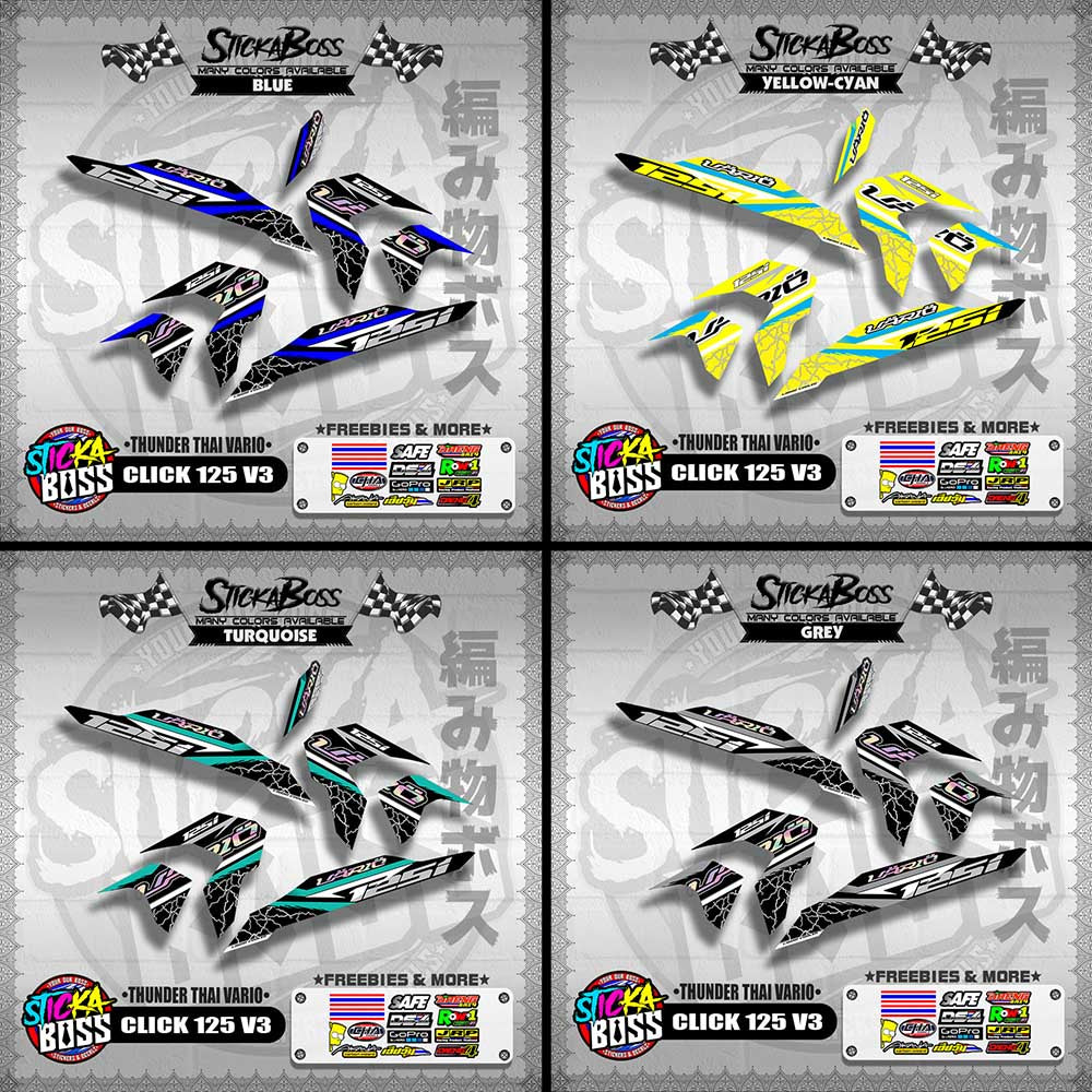 CLICK 125 V3 THAILAND DECALS ( THUNDER THAI VARIO )【WITH FREEBIES】