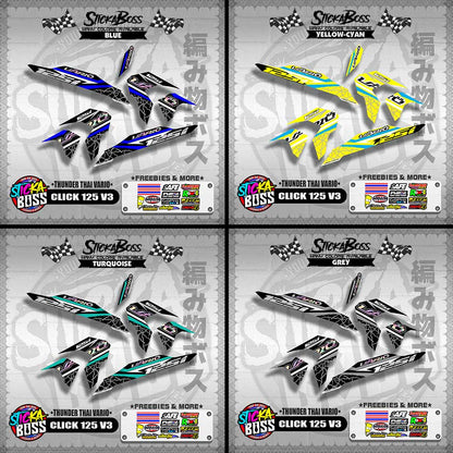 CLICK 125 V3 THAILAND DECALS ( THUNDER THAI VARIO )【WITH FREEBIES】