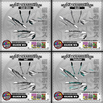 【PREMIUM UV PRINT】TRANSPARENT CLICK 125 V3 DECALS ( 00041-V3 VARIO STRIPPING )【WITH FREEBIES】