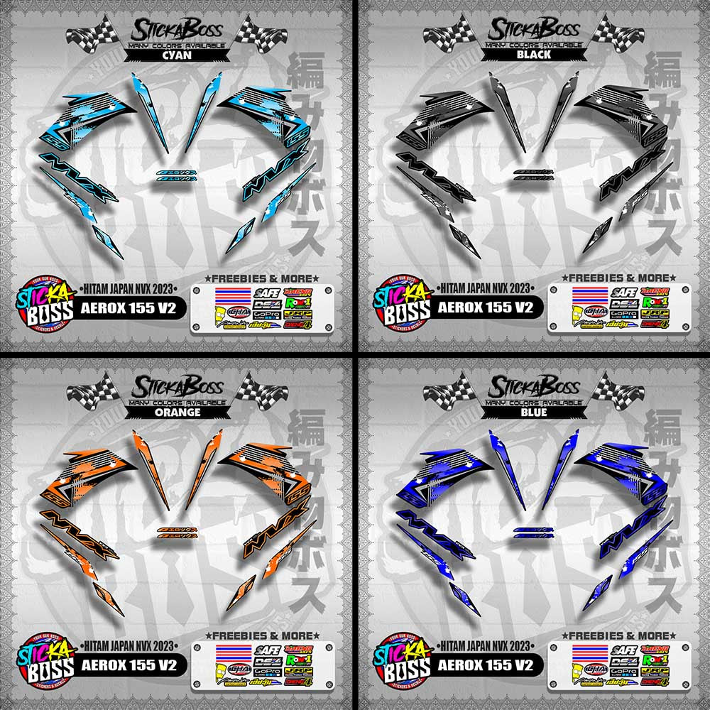 AEROX 155 V2 DECALS ( HITAM JAPAN NVX 2023 )【WITH FREEBIES】