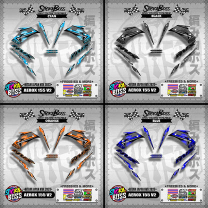 AEROX 155 V2 DECALS ( HITAM JAPAN NVX 2023 )【WITH FREEBIES】
